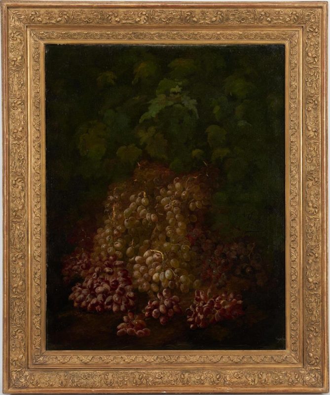 Lot 900: August Laux Oil on Canvas Still Life, Grapes