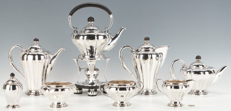 Lot 90: Georg Jensen "No. 3" Sterling Silver Coffee and Tea Set