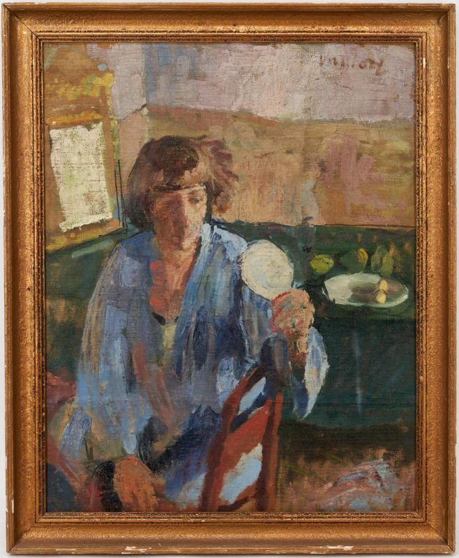 Lot 922: Attr. Mogens Vantore O/C Painting, Woman Holding Mirror