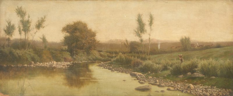 Lot 927: Italian School 19th century Landscape with Figure