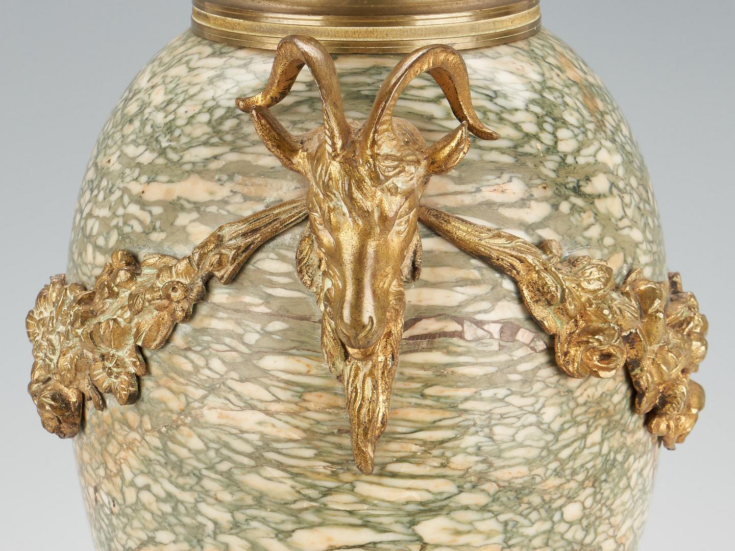 Lot 929: Green Marble Neoclassical Lamp w/ Gilt Bronze Mounts