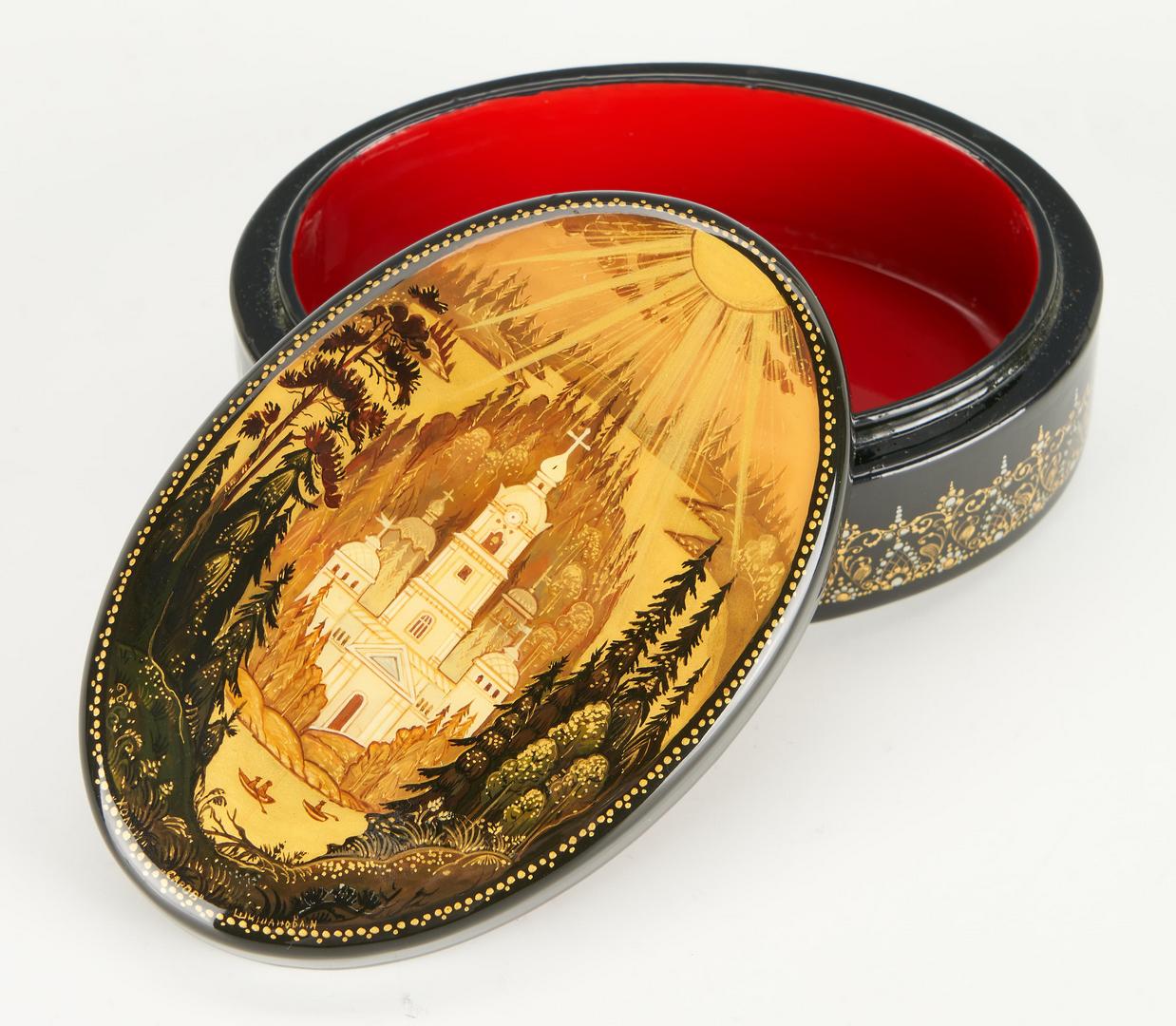 Lot 930: Russian Lacquer Box and Religious Icon, 2 items