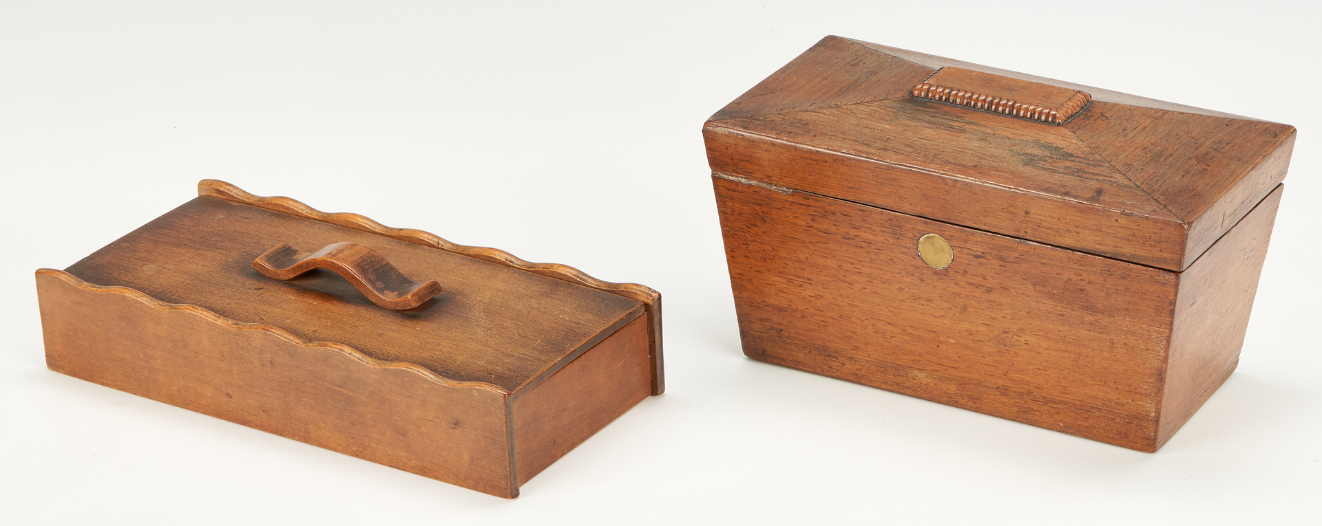 Lot 933: 4 Wooden Boxes, incl. Burlwood Dresser Box