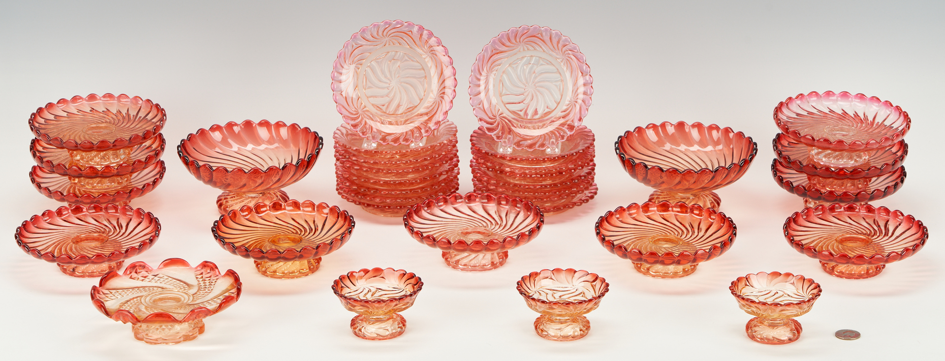 Lot 936: 58 Baccarat Rose Tiente Table Items