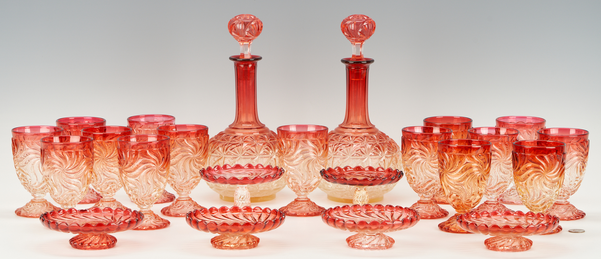 Lot 936: 58 Baccarat Rose Tiente Table Items