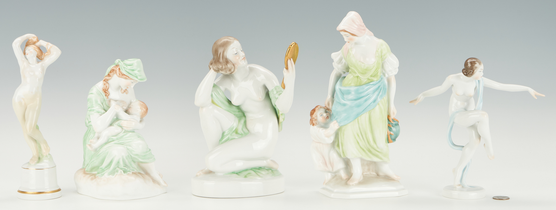 Lot 952: Five (5) Herend Female Figurines, incl. Nude