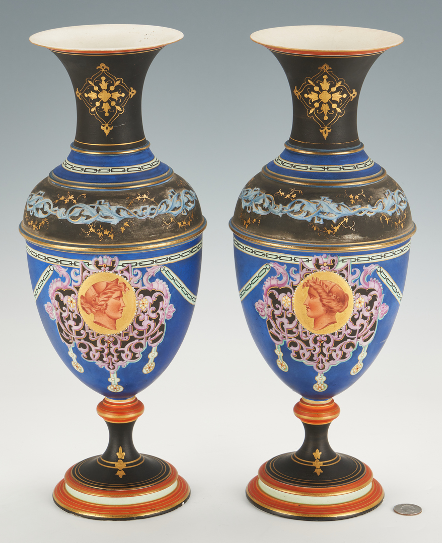 Lot 958: 2 Pairs Urns: Jean Gille and Wedgwood Tri-Color