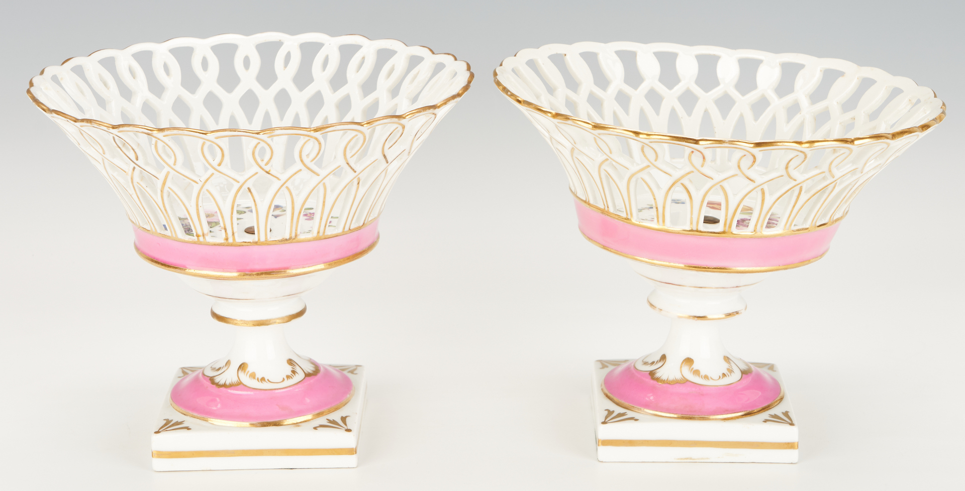 Lot 962: Pair French Porcelain Baskets & Old Paris Vase, 3 items