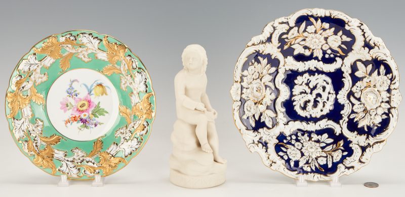 Lot 966: 2 Meissen Plates and 1 Parian Figure (3 items)