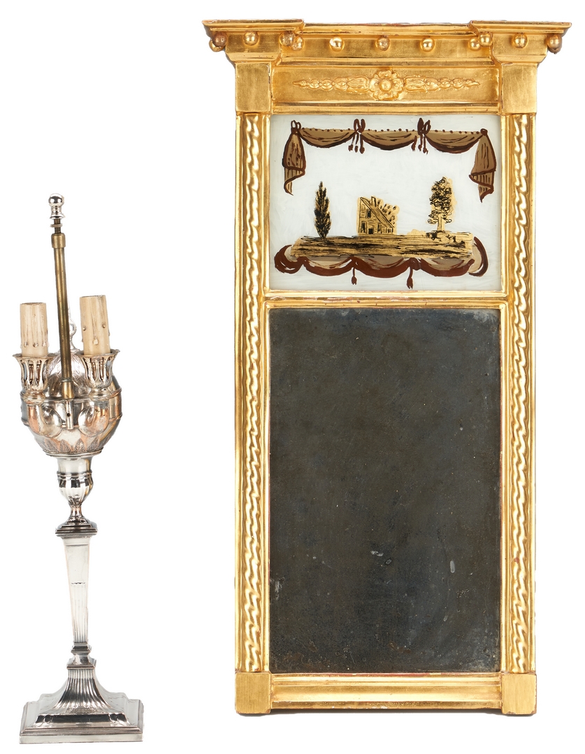 Lot 979: Old Sheffield Lamp and Classic Giltwood Mirror
