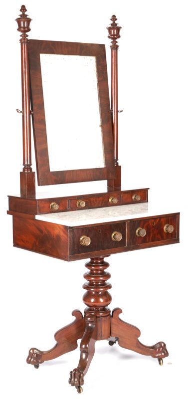 Lot 983: Classical Marble Top Mahogany Dressing Stand