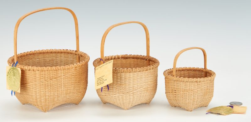 Lot 994: Three (3) TN Shaker Cathead Twill Nesting Baskets