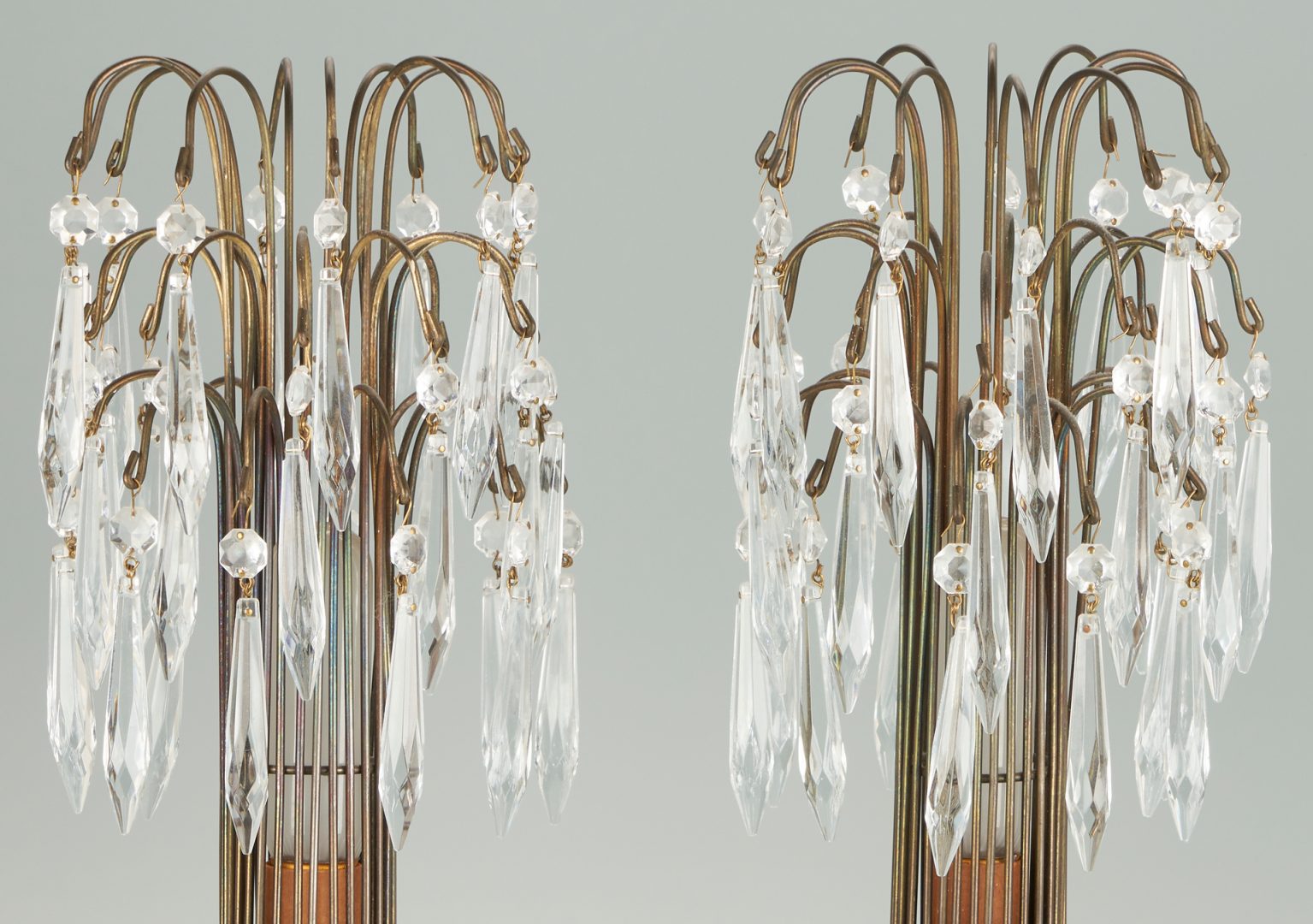 Lot 1015: Hollywood Regency Lamps and Baccarat Style Candelabra, 4 pcs.