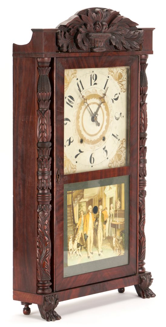 Lot 1028: Eli Terry & Son Carved Mantle Clock