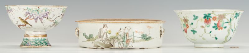 Lot 1036: Three (3) Chinese Export Famille Rose Porcelain Bowls