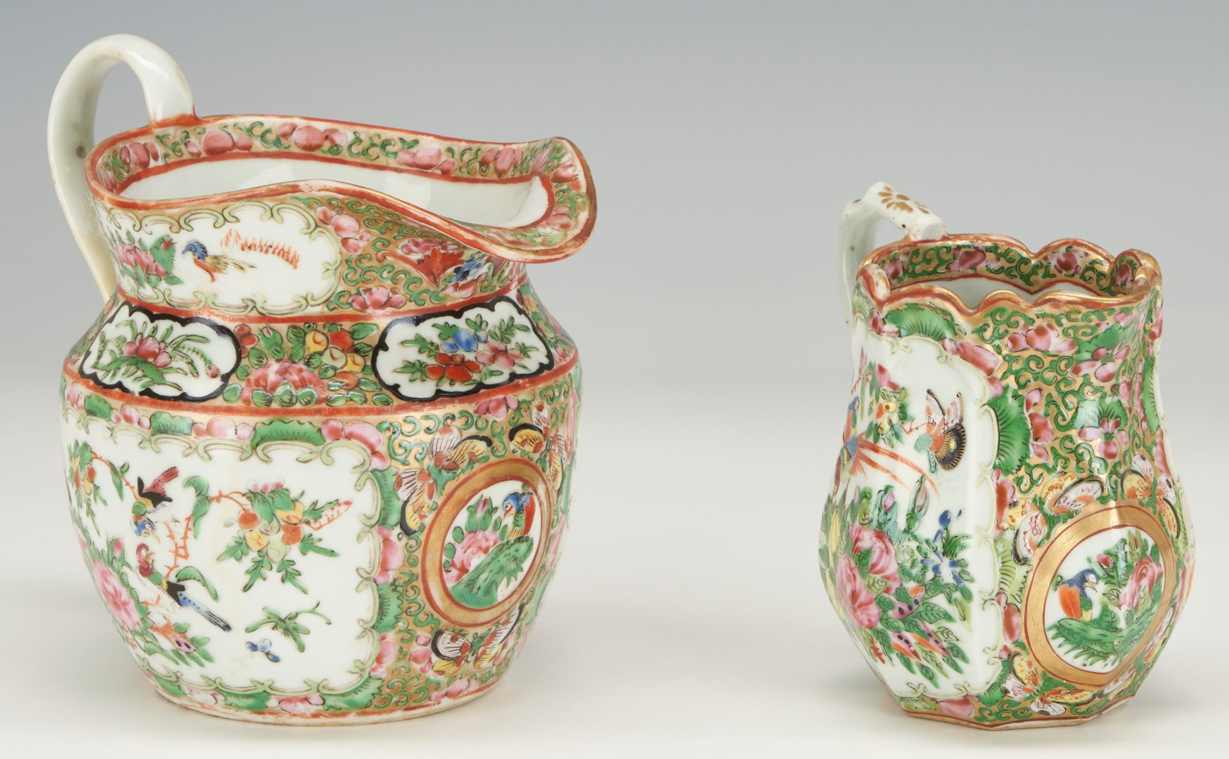 Lot 1037: Nine (9) pieces of Chinese Rose Medallion Porcelain, incl. Pitcher & Plates