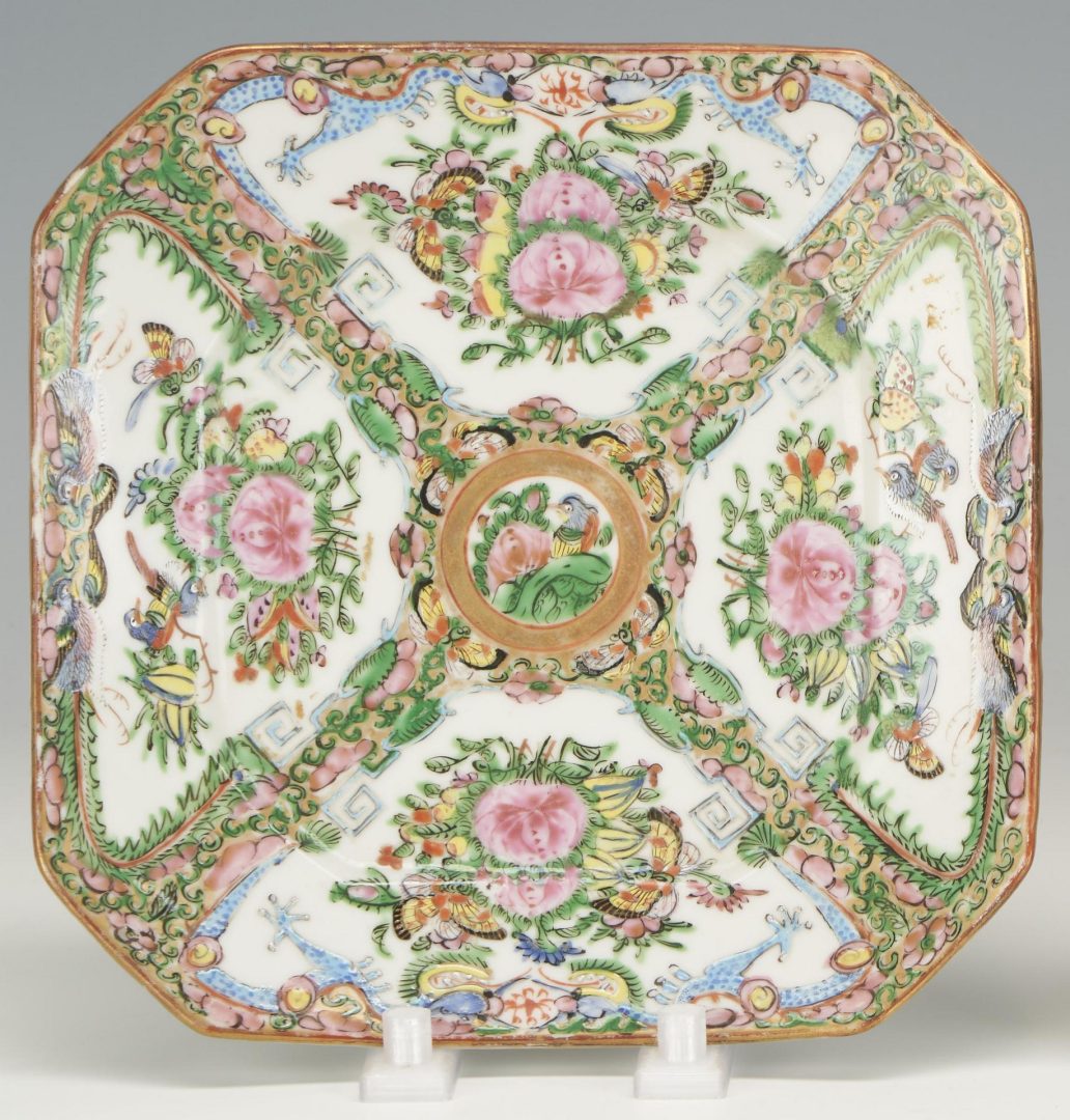 Lot 1037: Nine (9) pieces of Chinese Rose Medallion Porcelain, incl. Pitcher & Plates