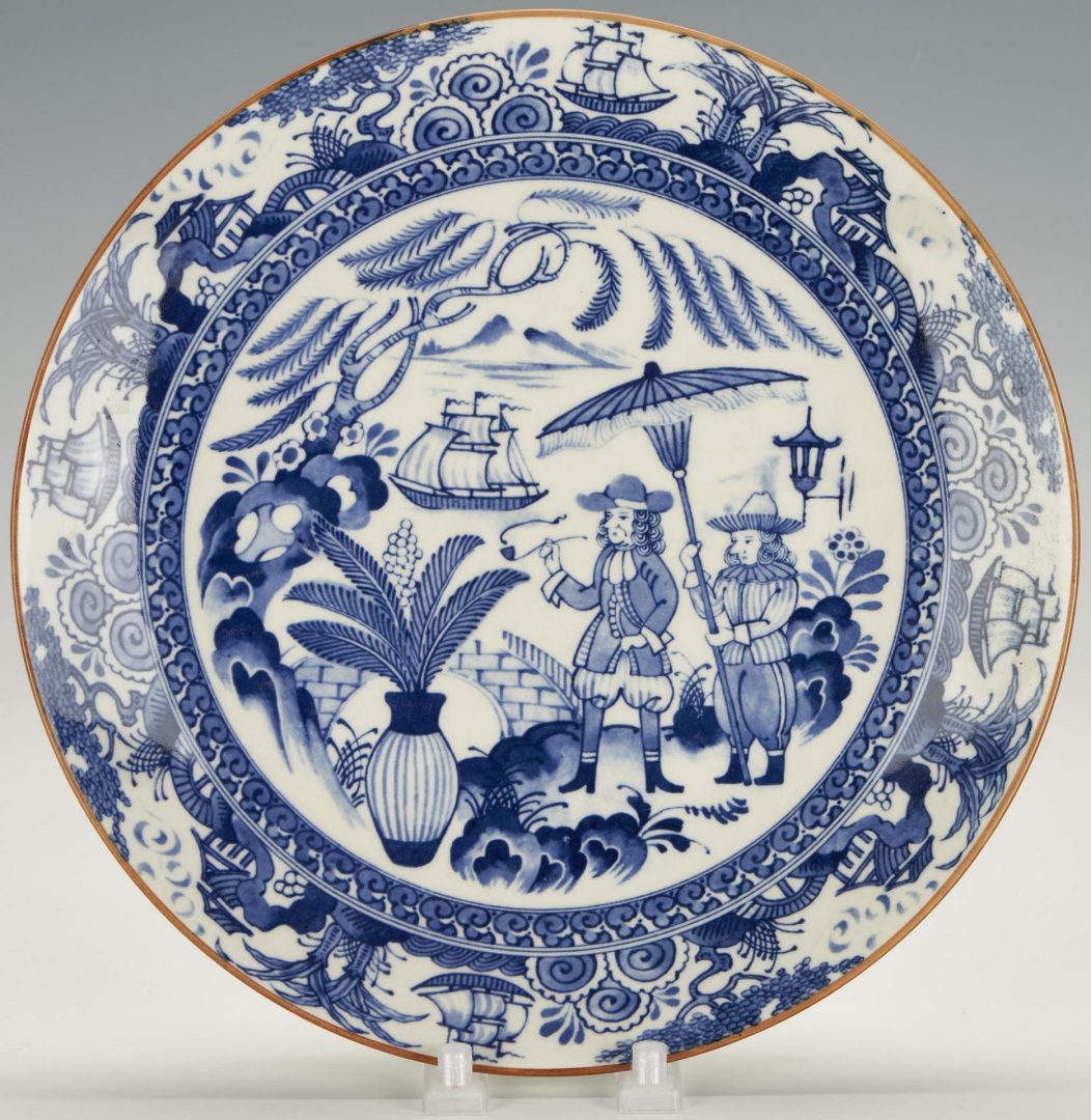 Lot 1046: Three (3) Asian Blue & White Porcelain Plates inc. Persian Market