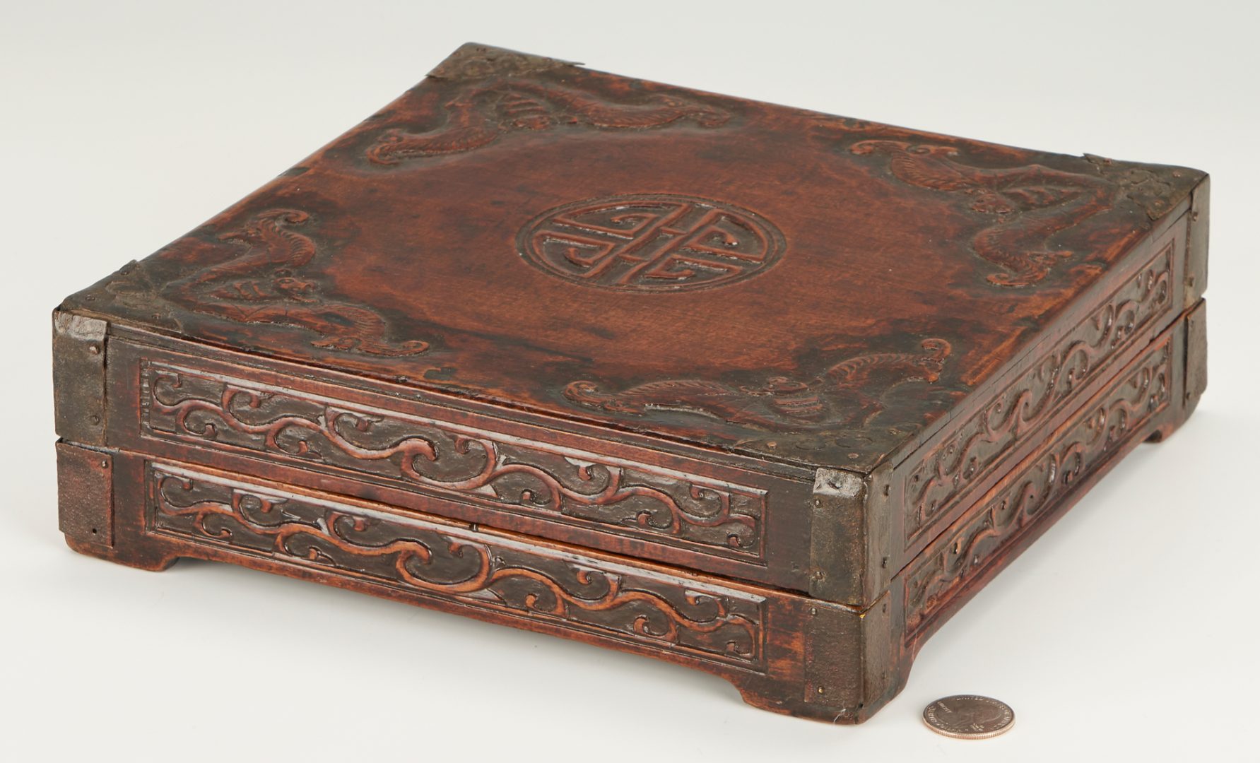 Lot 1050: Qing Lacquer Nanmu Carved Box, w/ COA