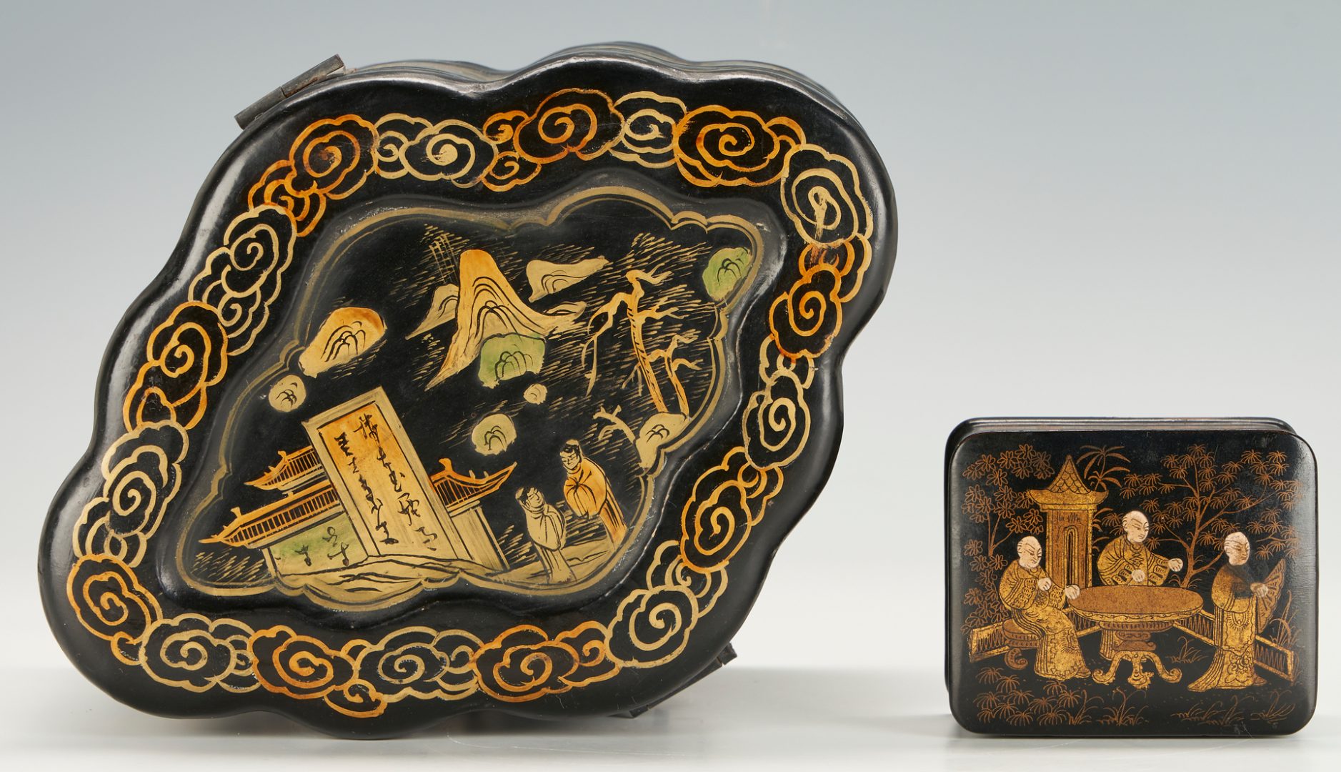 Lot 1051: Four (4) Asian Lacquered Boxes, incl. Bento Boxes