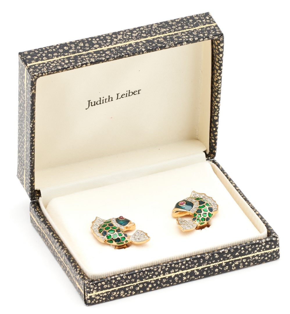 Lot 1095: 16 Alice Caviness Brooches & Pr. Judith Leiber Earrings