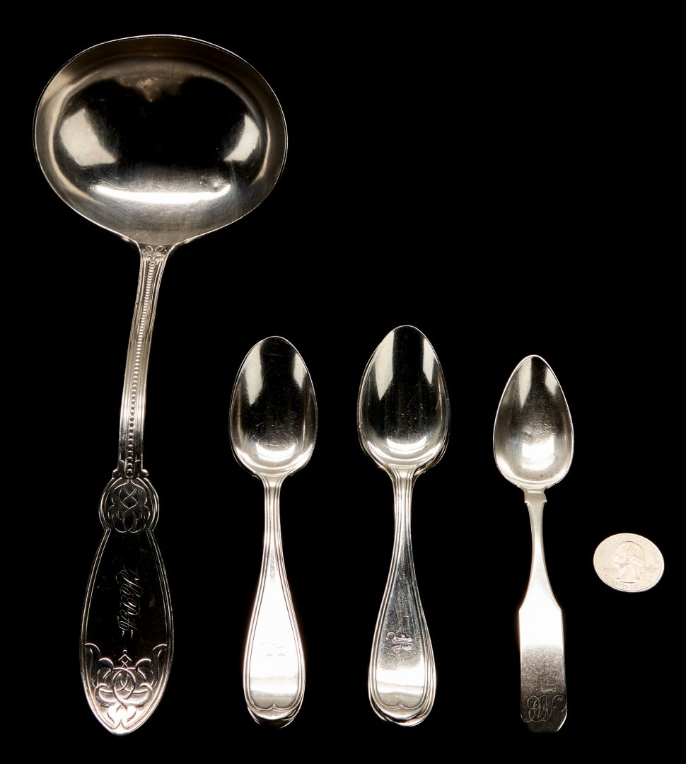 Lot 109: Group of TN Coin Silver Flatware including Calhoun Ladle