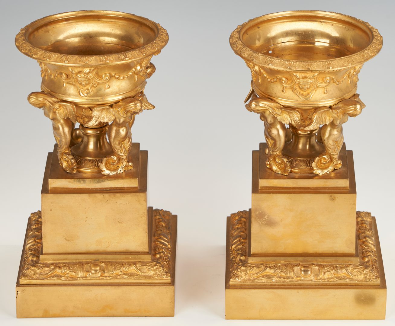 Lot 110: Pair French Neoclassical Ormolu Urns