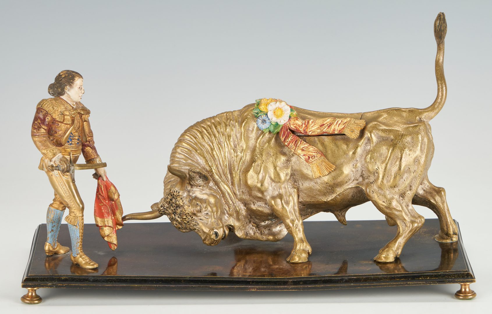 Lot 112: 6 Columbian Exposition Cold Painted Bronze Matador Items, Bergmann & Columbus Matchbox