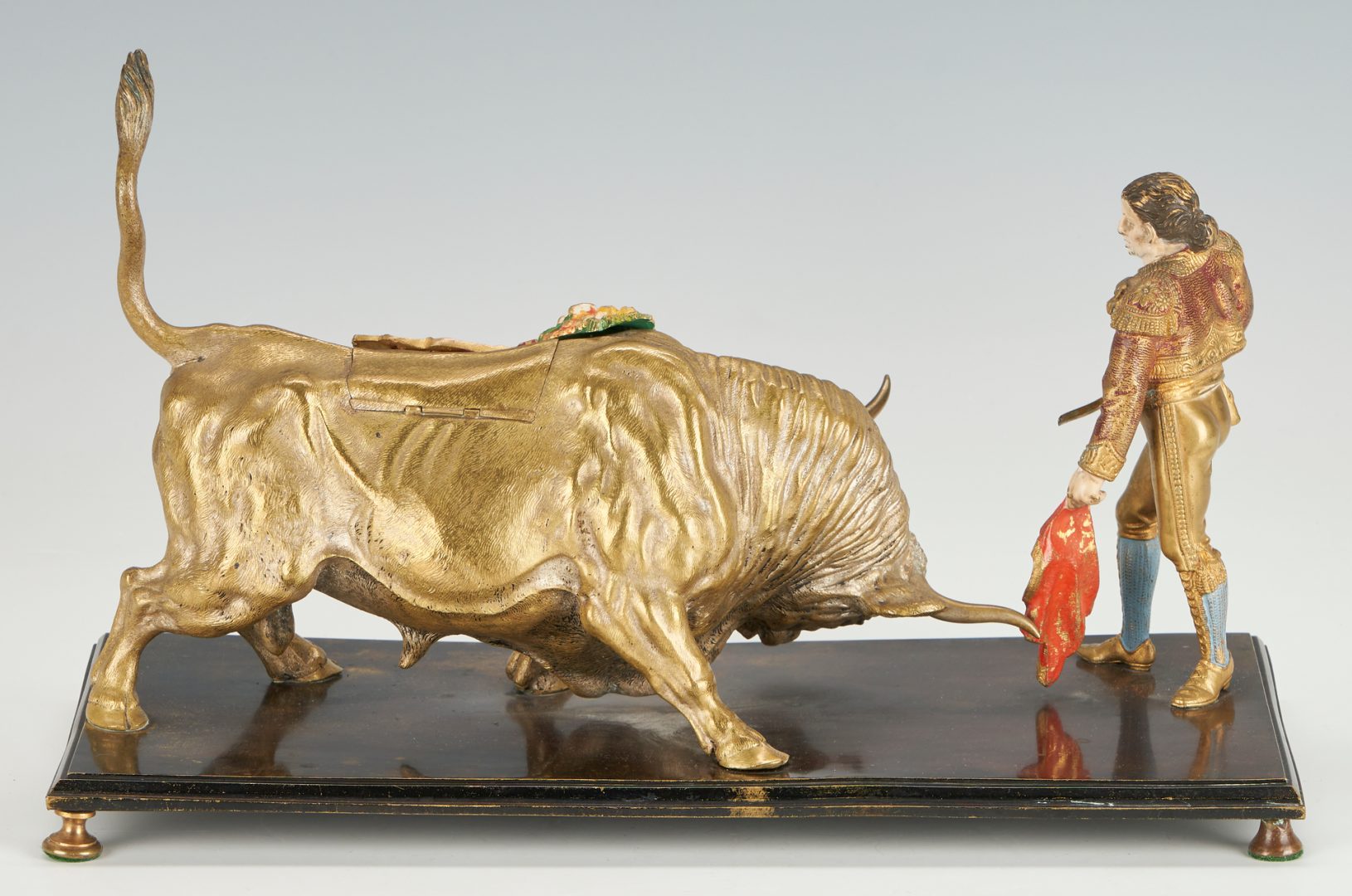 Lot 112: 6 Columbian Exposition Cold Painted Bronze Matador Items, Bergmann & Columbus Matchbox