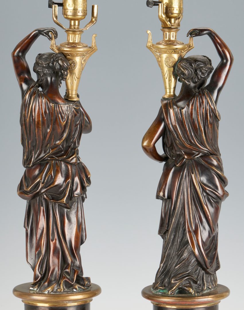 Lot 119: Pair Bronze Classical Figure Lamps