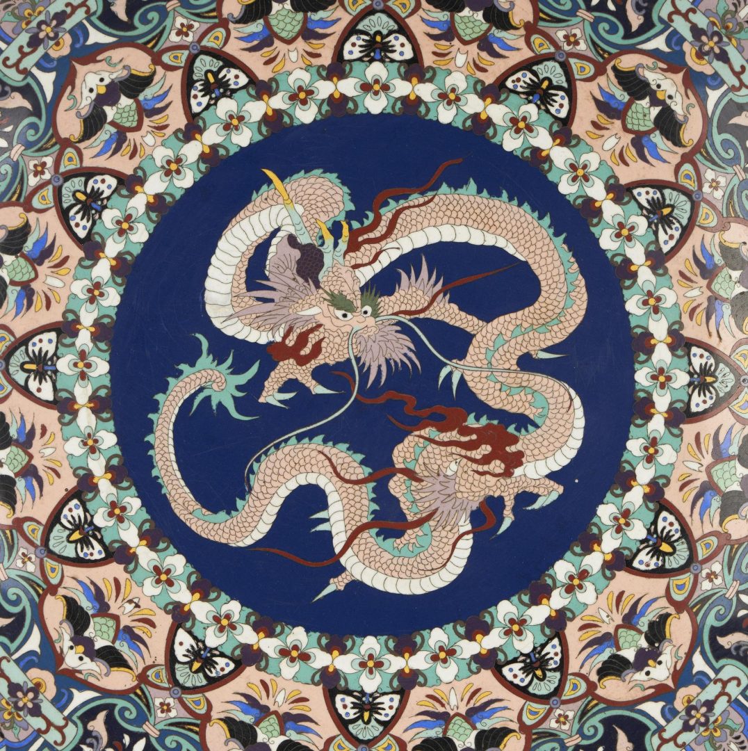 Lot 11: Large Chinese Cloisonne Dragon Charger, 24" diam.