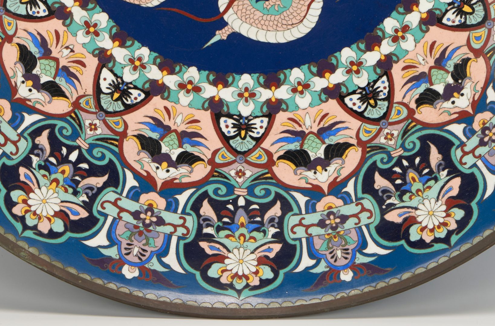 Lot 11: Large Chinese Cloisonne Dragon Charger, 24" diam.