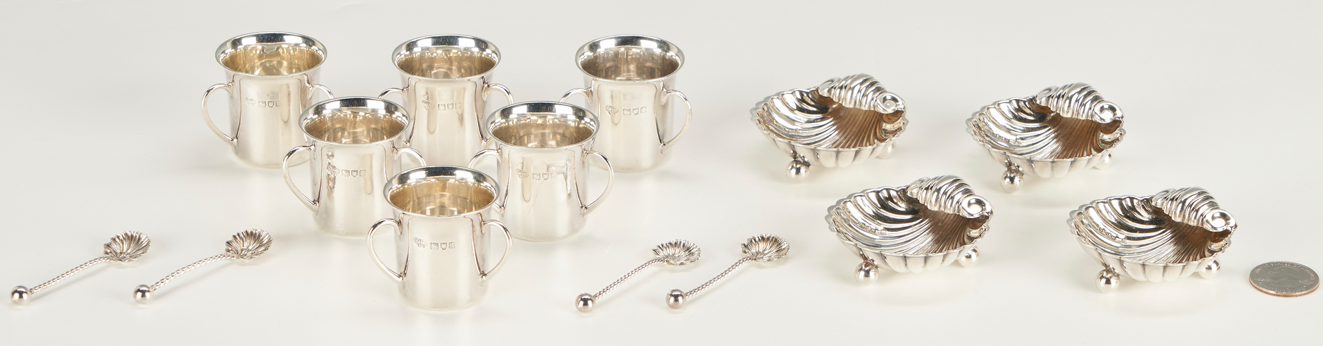 Lot 1231: 18 pcs. English & American Sterling Silver, incl. Miniature Loving Cups w/ Cases
