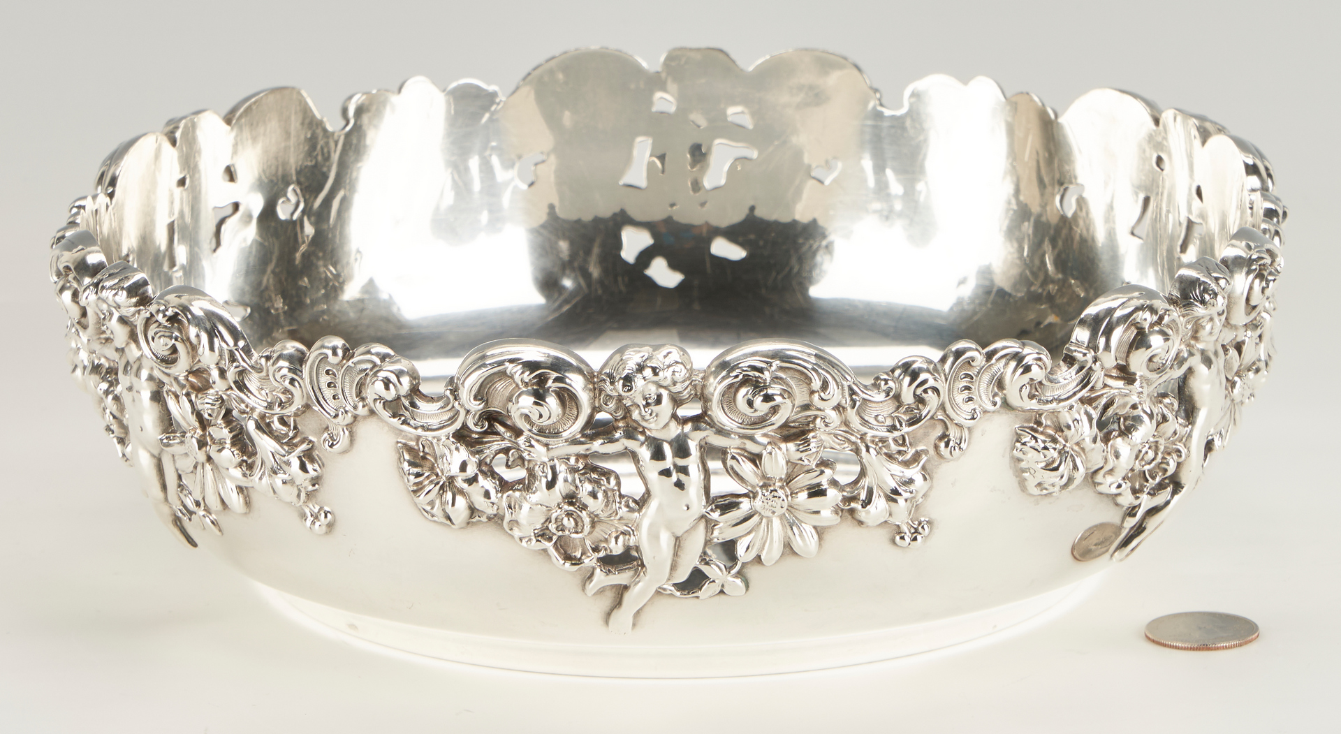 Lot 1234: Black, Starr & Frost Sterling Repousse Bowl with Putti