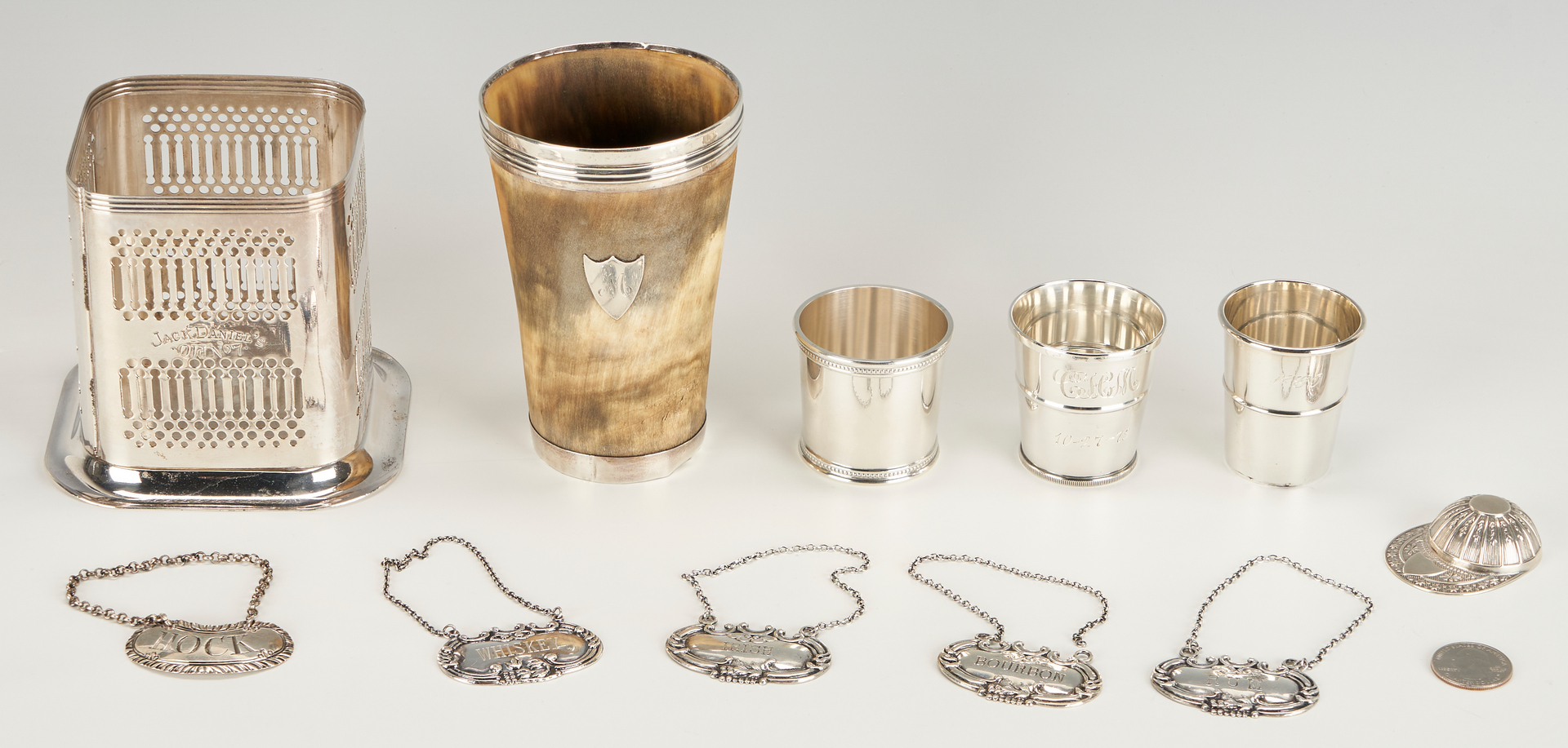Lot 1237: 11 Silver Barware Items, incl. KY Scearce Cup