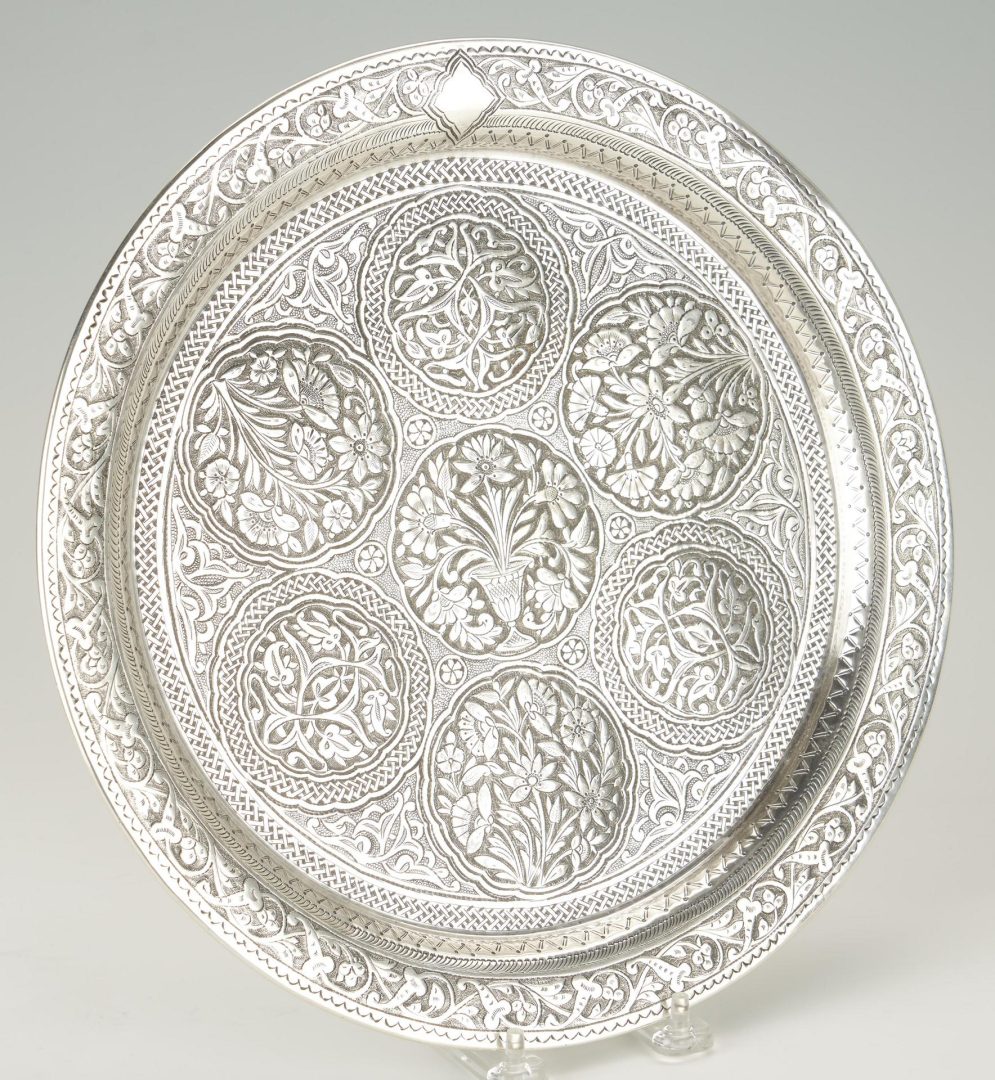 Lot 1241: Sterling Gorham Persian-Style Platter & Wallace Demitasse Spoons, 13 pcs.