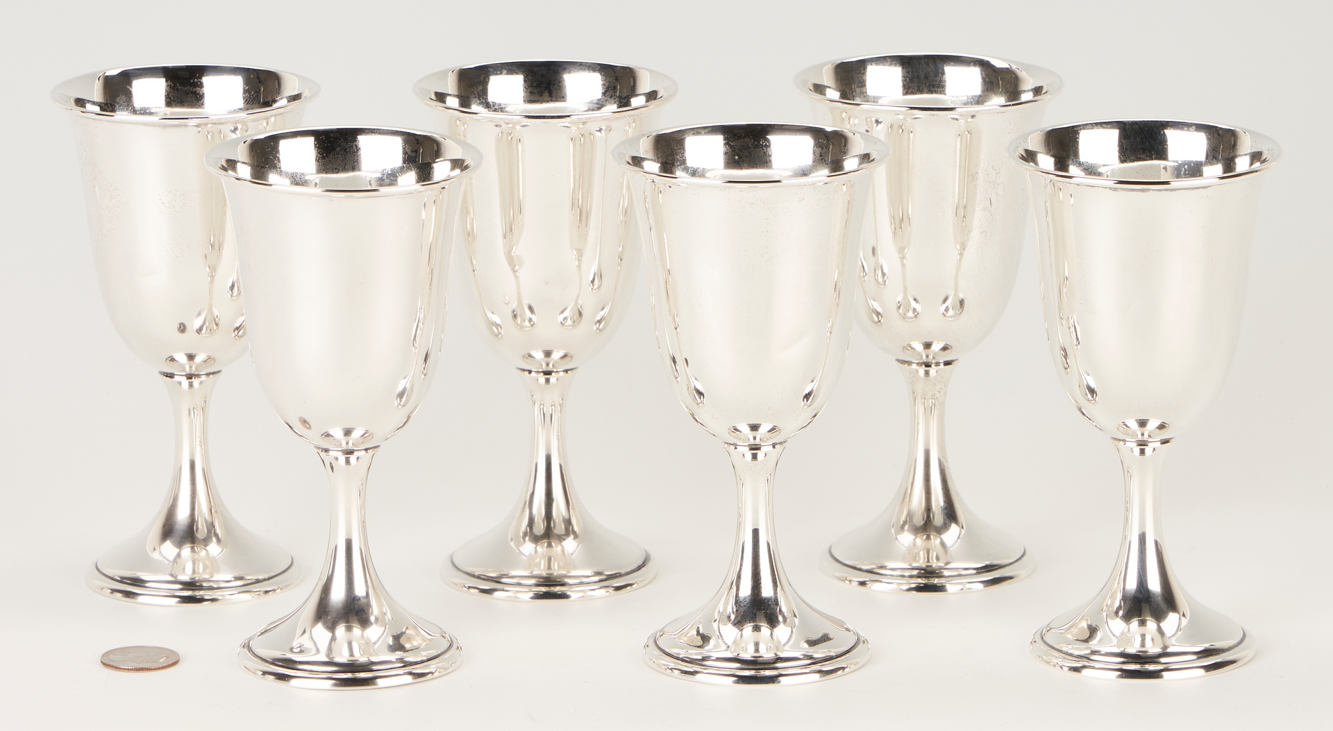 Lot 1250: 6 Randahl Sterling Silver Water Goblets