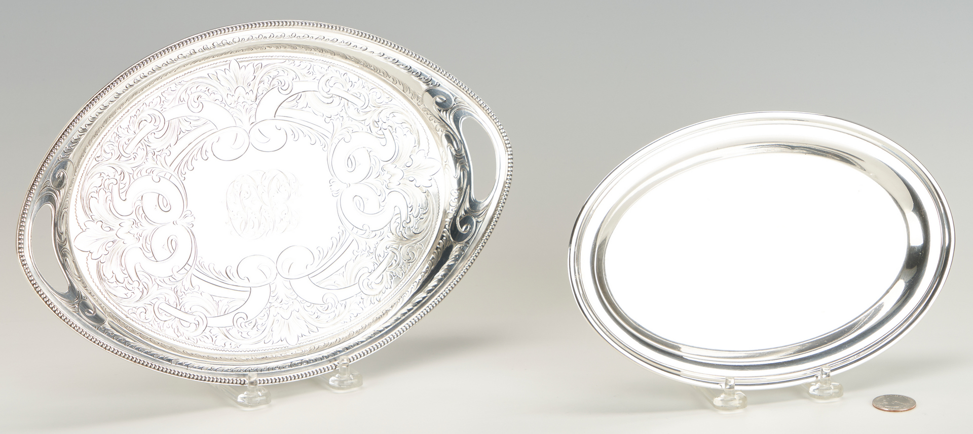 Lot 1254: 2 Sterling Silver Oval Trays, incl. Tiffany & Co.
