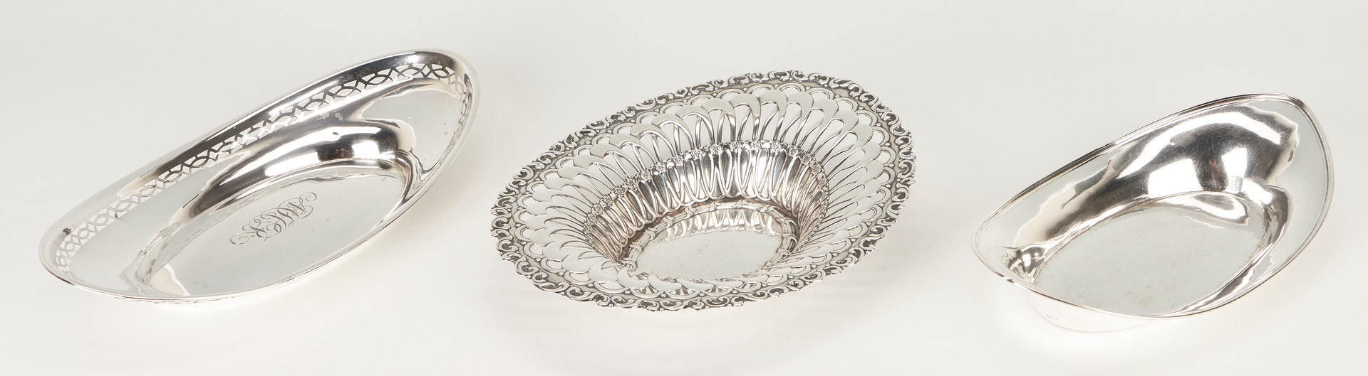 Lot 1257: 3 Whiting Sterling Silver Bread Trays, incl. Louis XV