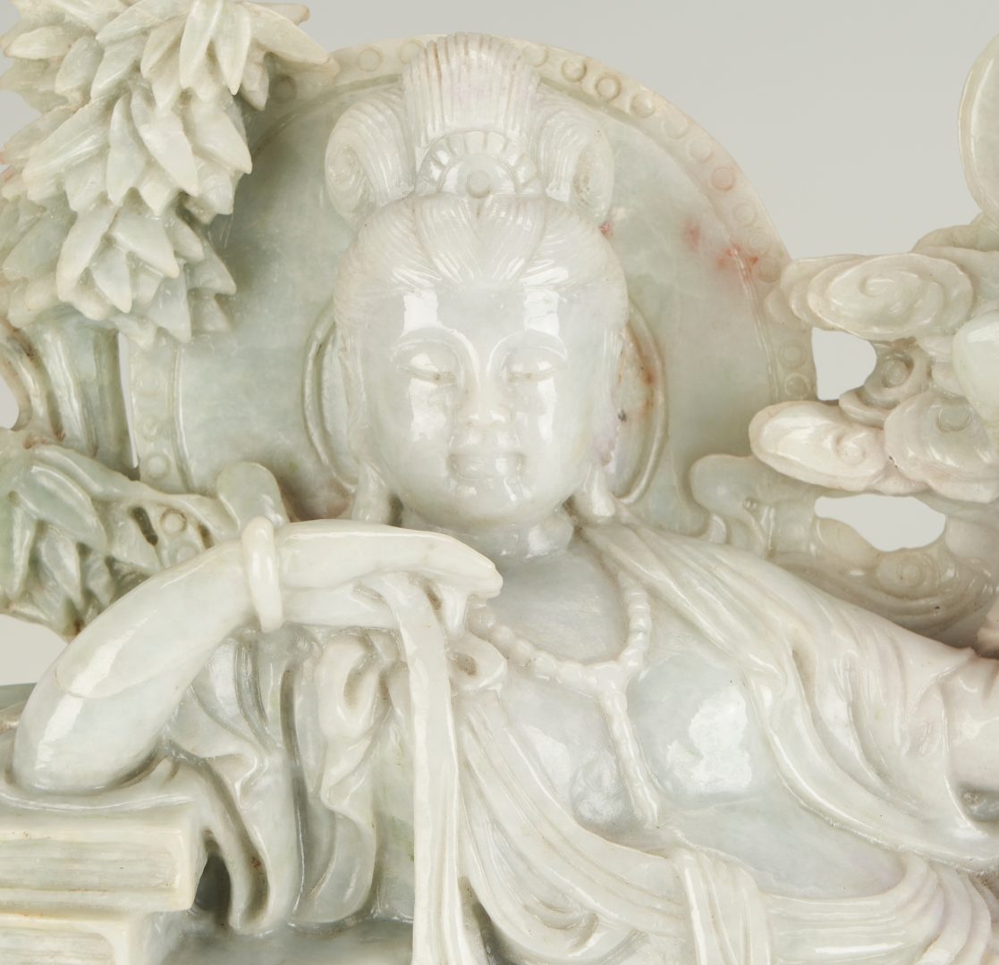 Lot 12: Large Chinese Carved Jade Guanyin & Child