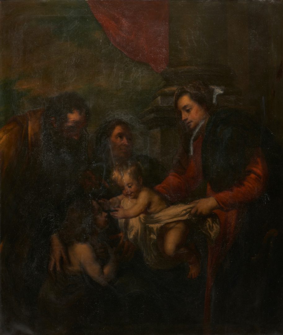 Lot 139: Large Old Master Style Oil, Holy Family with St. Elizabeth and John the Baptist, L. Pisani