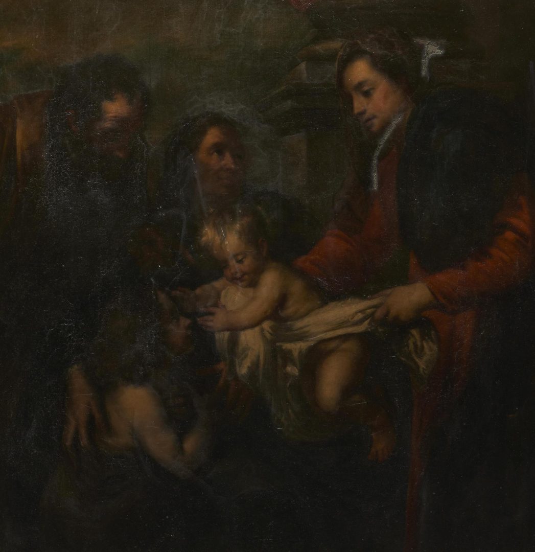 Lot 139: Large Old Master Style Oil, Holy Family with St. Elizabeth and John the Baptist, L. Pisani