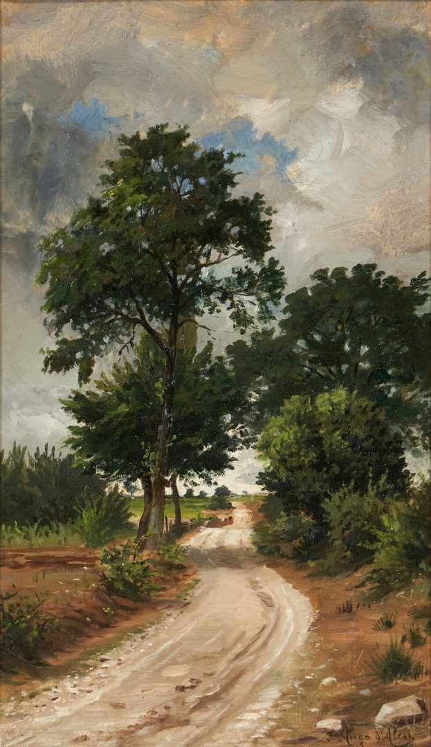Lot 150: Hugo D'Alesi Oil on Canvas Landscape plus CDV