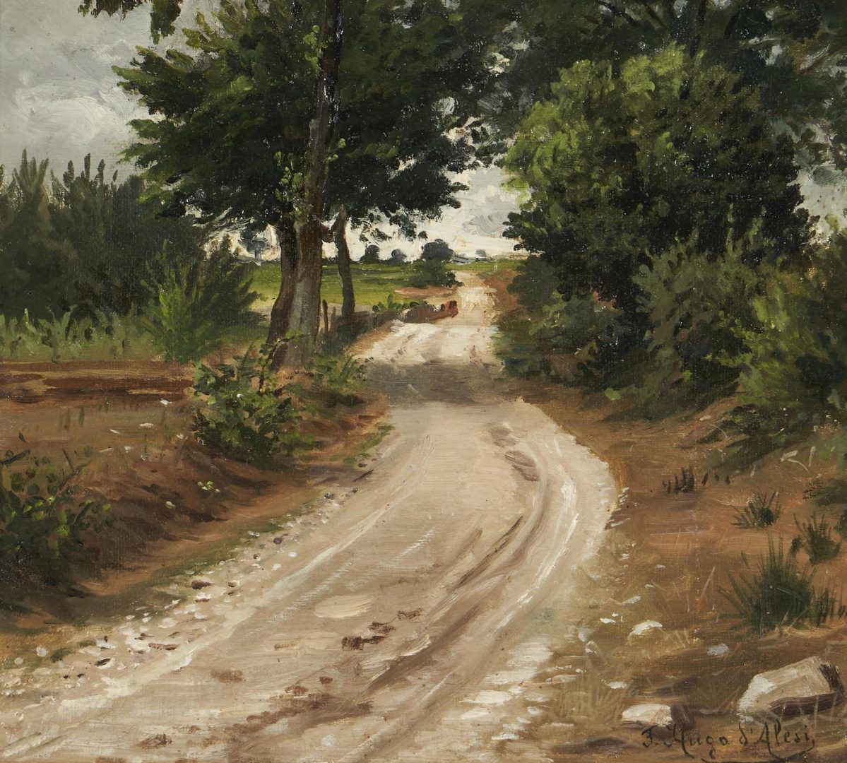 Lot 150: Hugo D'Alesi Oil on Canvas Landscape plus CDV