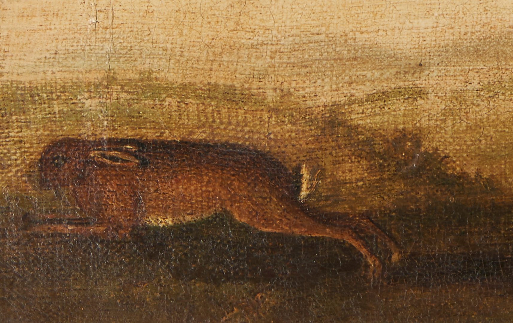 Lot 155: Baroque Hunt Scene Painting of Dog Chasing Rabbit