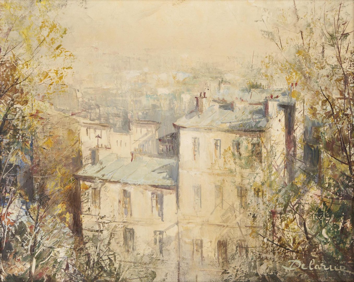 Lot 163: Lucien Delarue O/C Painting, Parisian Street Scene