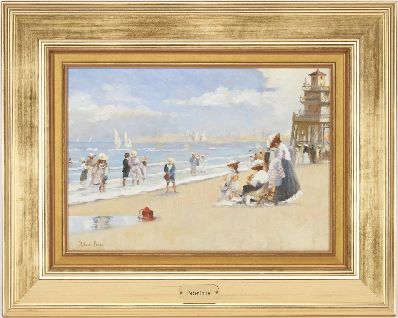 Lot 164: Peter Price O/B Beach Scene Painting with Figures