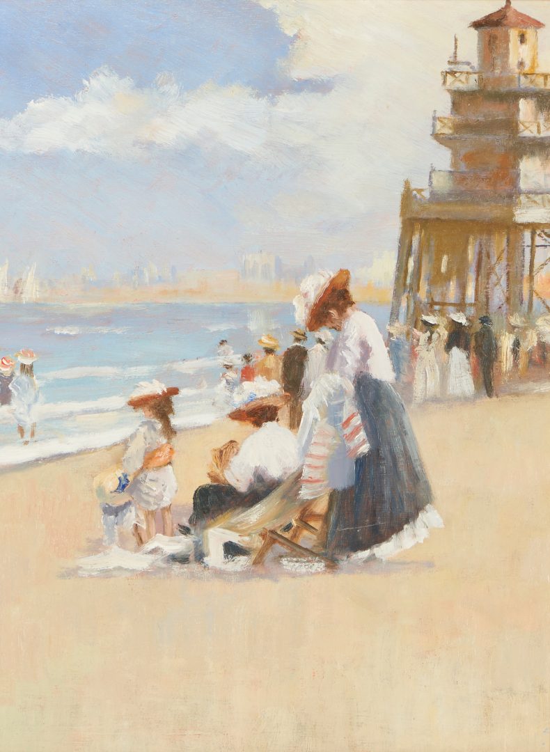 Lot 164: Peter Price O/B Beach Scene Painting with Figures