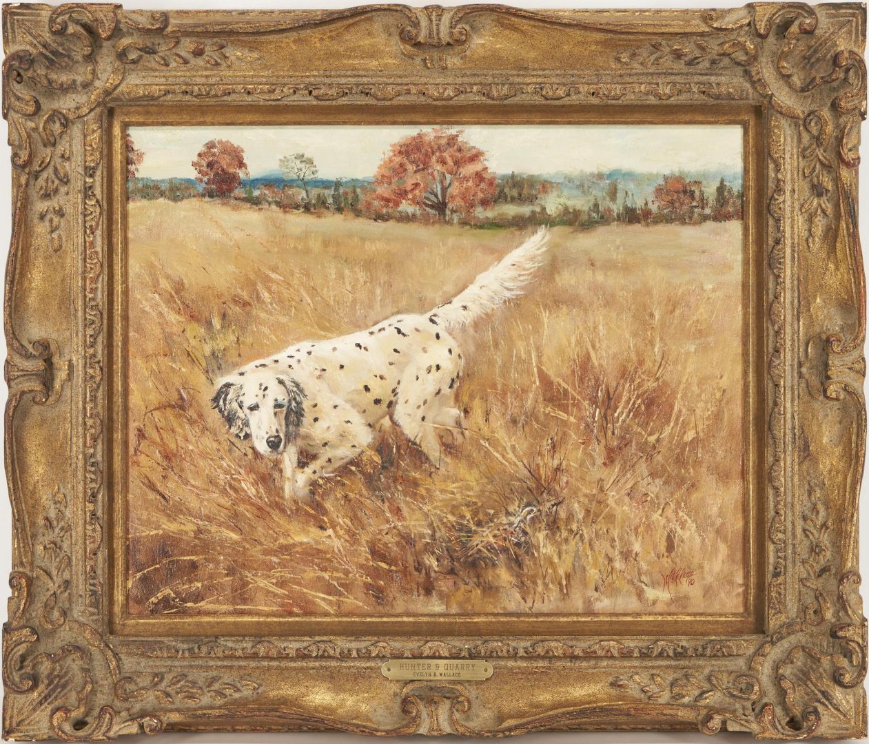 Lot 166: Evelyn Wallace O/C Painting, Hunter & Quarry