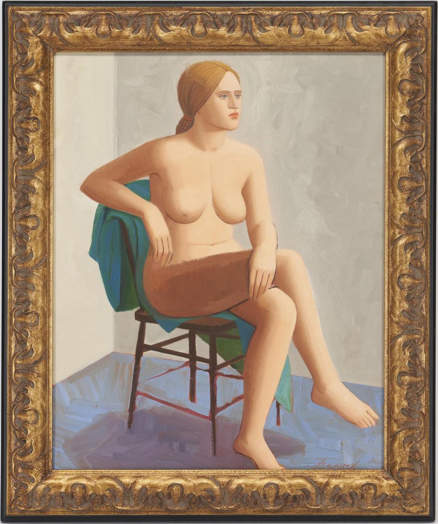 Lot 171: Charles Griffin Farr O/C Painting, Seated Nude Female